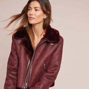 Anthropologie Burgundy Costello Moto Jacket Size M